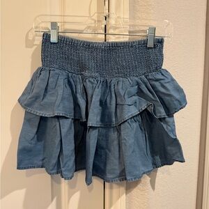 Love Tree Denim Ruffle Mini Skirt